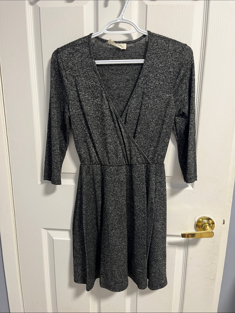Women's Charcoal Wrap-Style Knit Dress